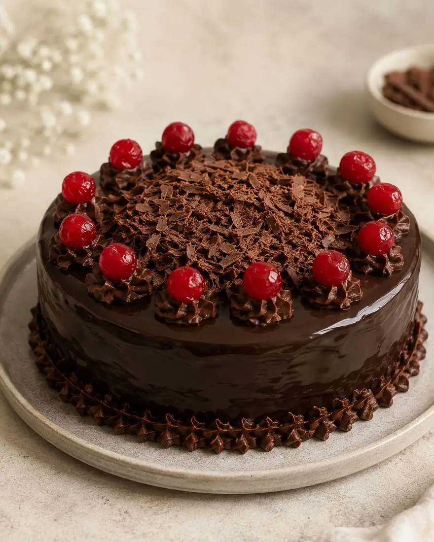 Torta de chocolate con cerezas preparada por Massa Amore